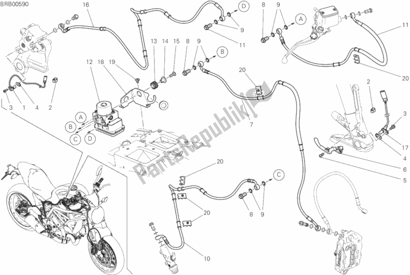 Todas as partes de Sistema De Freio Antitravamento (abs) do Ducati Monster 797 Plus USA 2017